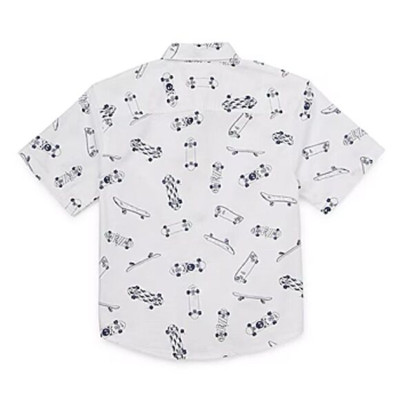 NWT Boys Skateboard Print Short Sleeve Button-Up Shirt – Size 4/5 - Picture 2 of 2